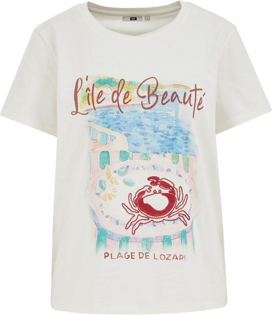 WE Fashion Dames T-shirt met embroidery en print