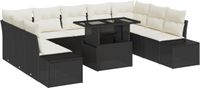 vidaXL Banc de jardin - 10 pièces - Noir et crème - Polyrotin