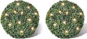vidaXL Ronde kunstbuxus 27 cm met solar LED-verlichting (2 stuks)