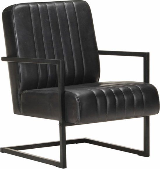 vidaXL Fauteuil Echt Leer Zwart