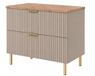 3xE living Meuble vasque 80 cm, cachemire/chêne clair, pieds dorés, Flow