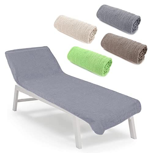 heimtexland ® Ligstoelkussen, badstof, beschermende overtrek, zonneligstoel, strand, zwembad, sauna, hygiënische handdoek, badstof, type 772, grijs