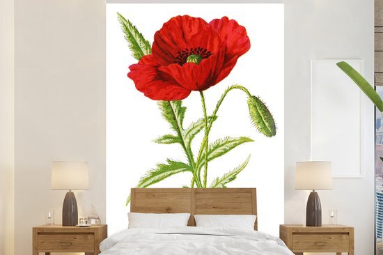 Nr1Wallpaper Behang - Fotobehang Bloem - Rood - Vintage - Breedte 195 cm x hoogte 300 cm