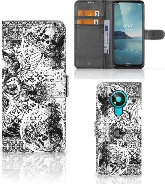 B2Ctelecom Nokia 3.4 Hoesje - Wallet Book Case - Skulls Angel