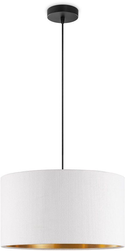 Home Sweet Home Scandinavische stijl Hanglamp - Corduroy Lampenkap - Cilinder - Wit - ø40 x 126 cm - E27 Fitting