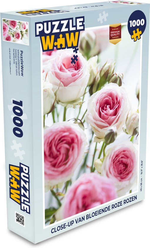 MuchoWow Puzzel Close-up van bloeiende roze rozen - Legpuzzel - Puzzel 1000 stukjes volwassenen