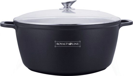 Royalty Line Marble Soup/Roasting Pan - Black - 34 CM with Glass Lid