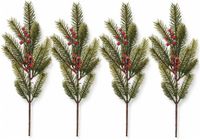 Decoris Kersttak/Dennen tak - 4 stuks - Groen met bessen - 52 cm