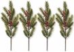 Decoris Kersttak/Dennen tak - 4 stuks - Groen met bessen - 52 cm