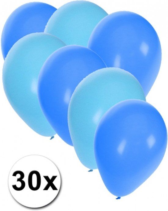 Shoppartners 30x ballonnen lichtblauw en blauw