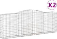 vidaXL Gabions - 2 pièces - voûté - 400x50x140/160 cm - métal - argent