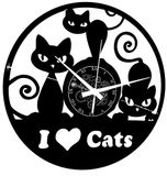 Instant Karma Clocks wandklok van vinyl cadeau-idee vintage handgemaakt I Love Cats kat