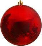 Decoris Kerstbal - rood - groot - 14 cm - kunststof - glans