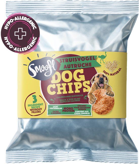 Smoofl Hondensnack Dog Chips Struisvogel - 50 gr