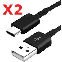 Little Boutik® Type C-kabel voor Samsung Galaxy A20E / A40 / A50 / A70 / A80 / S20 / S10 / S10 PLUS / S10E / S9 / S8 / NOTE 10 / NOTE 9 / NOTE 8 / A8 2018 / A9 2018 / A3 2017 / A5 2017 - 1 zwarte meter x2