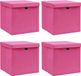vidaXL Opbergboxen met deksel 4 st 32x32x32 cm stof roze