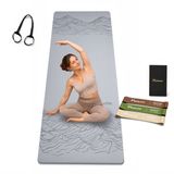 FunLife Yogamat 183 × 61 cm met 3 Weerstandsbanden – 8 mm TPE Fitnessmat Sportmat Antislip met Draagriem voor Yoga en Pilates