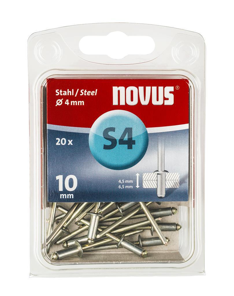 Novus Blindklinknagel S4 X 10mm, Staal S4, 20 st. - 045-0036