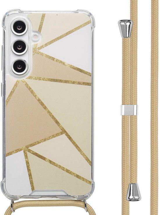 imoshion Hoesje - Geschikt voor Samsung Galaxy S24 FE - Design Hoesje met Koord - Beige Graphic