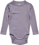 Hummel Baby romper met lange mouwen Solid Unisex Grijze rand Effen Lange mouw Wol Viscose 2-4 mnd