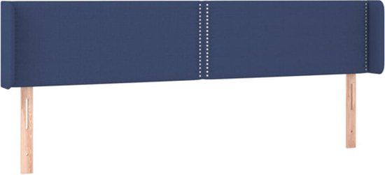 vidaXL Hoofdbord met randen stof blauw 183x16x78/88 cm