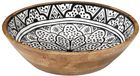 Home Deco Factory Salade serveer schaal - Fruitschaal/fruitmand - mango hout - D28 x H7 cm - bruin/print