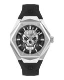Philipp Plein The $Kull Spikes PWPWA0124 Horloge - Siliconen - Zwart - Ø 45 mm