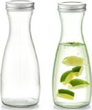 Zeller Karaf - 3x - met schroefdeksel - glas - 1000 ml - schenkkan