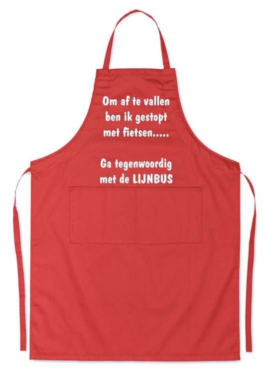 mijncadeautje kitchenware Mijncadeautje Schort - Lijnbus - opdruk wit - mooie en exclusieve keukenschort - rood