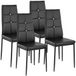 Tectake Chaises Modernes - Lot de 4 Chaises avec Revêtement en Similicuir et Strass - Noir