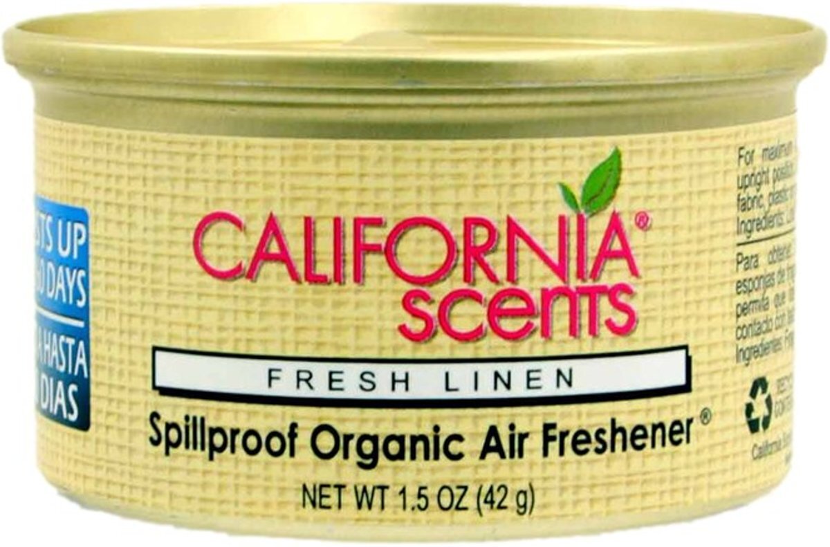 California Scents Lekvrije organische luchtverfrisser - Fresh Linen Schoon linnengoed
