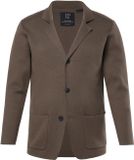 JP 1880 - Heren - Gebreid jasje FLEXNAMIC® Milano-breigoed reverskraag - Kakibruin - Maat 3XL