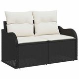 vidaXL Tuinbank met kussen Zwart polyrotan 121 x 62 x 69 cm