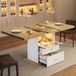 OKWISH Table de salle à manger extensible - Avec éclairage LED et espace de rangement - Pour cuisine et salle à manger - MDF blanc - 110-140x80x75 cm