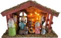 Merkloos / Sans marque Kerststal Kerststal voor kinderen - met beeldjes en led verlichting - 28 x 10 x 17 cm - kinder/kinderkamer kerststalletje