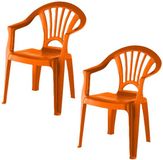 Merkloos / Sans marque Interbosch B.V. Camping Kinderstoel van kunststof - 2x - oranje - 37 x 31 x 51 cm - binnen/buiten