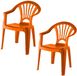 Merkloos / Sans marque Interbosch B.V. Camping Kinderstoel van kunststof - 2x - oranje - 37 x 31 x 51 cm - binnen/buiten