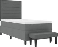 vidaXL Boxspringbed met kussen, donkergrijs, 90 x 190 cm, stof