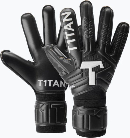 T1TAN KEEPERSHANDSCHOENEN CLASSIC 1.0 BLACK-OUT (FP) - Maat 10 - Met Fingersave - Zwart/Wit