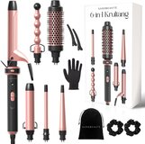 Sansbeauté® 6 in 1 Krultang met Klem - Keramische Haarkruller - 13mm tot 38mm - Föhnborstel Kort Haar - Warmteborstel - Krultangen - Thermal Brush - Haarstyler - Krulborstel 5 in 1