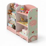 Merkloos Kinderboekenkast - 80 x 82 x 26 cm - kinderkamer - roze-groen