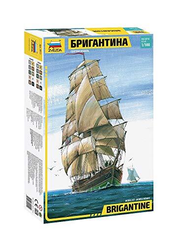 Zvezda 500789011 500789011-1:100 Engels Brigantine plastic bouwpakket modelbouwpakket bouwpakket bouwpakket voor beginners-gedetailleerd, bruin/wit