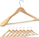 Merkloos Relaxdays houten kledinghangers - set van 8 - brede schouders - 45 cm breed - natuur