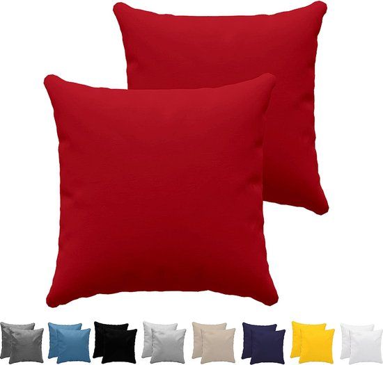 Kussensloop 80x80 cm - 100% Katoen - Rood (Set van 2)