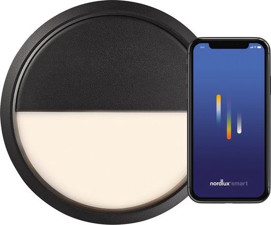 Nordlux Ava Smart Wandlamp - Zwart - LED - IP54 - 2700K - 20cm - Bluetooth