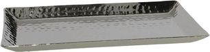 Plateau à bougies avec bord et relief - rectangle - métal - argent - 40 x 22,5 cm