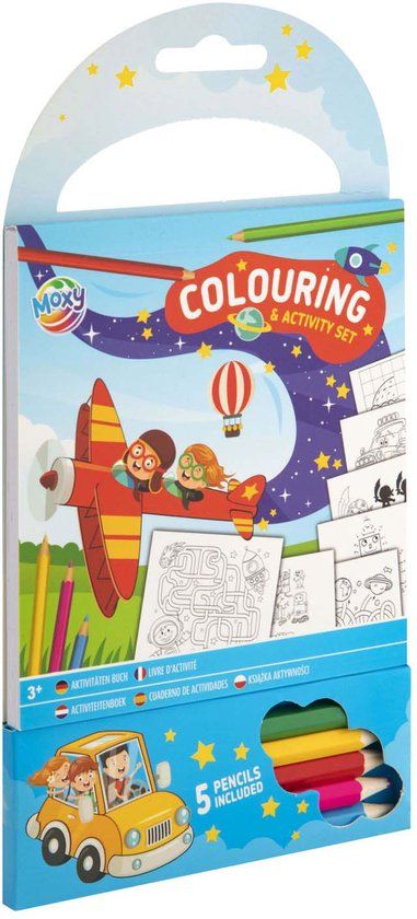 Top1Toys Creative Craft Group (RMS) Kleur- en Activiteiten Set Blauw met 5 Kleurpotloden