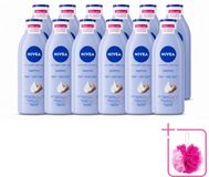 Nivea 12 x Lait Corps Lisse - Beurre de Karité - 72 heures d'Hydratation - Pour Peau Sèche - 400 ml - Lot en vrac