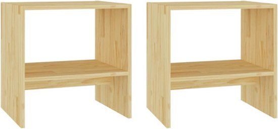 vidaXL Nachtkastjes - Set van 2 - Massief Grenenhout - 40x30,5x40 cm - Naturel
