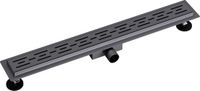 BES LED Douchegoot met Rooster - Leoni Trun - 90cm - Vloerflens - RVS - Gunmetal Grijs